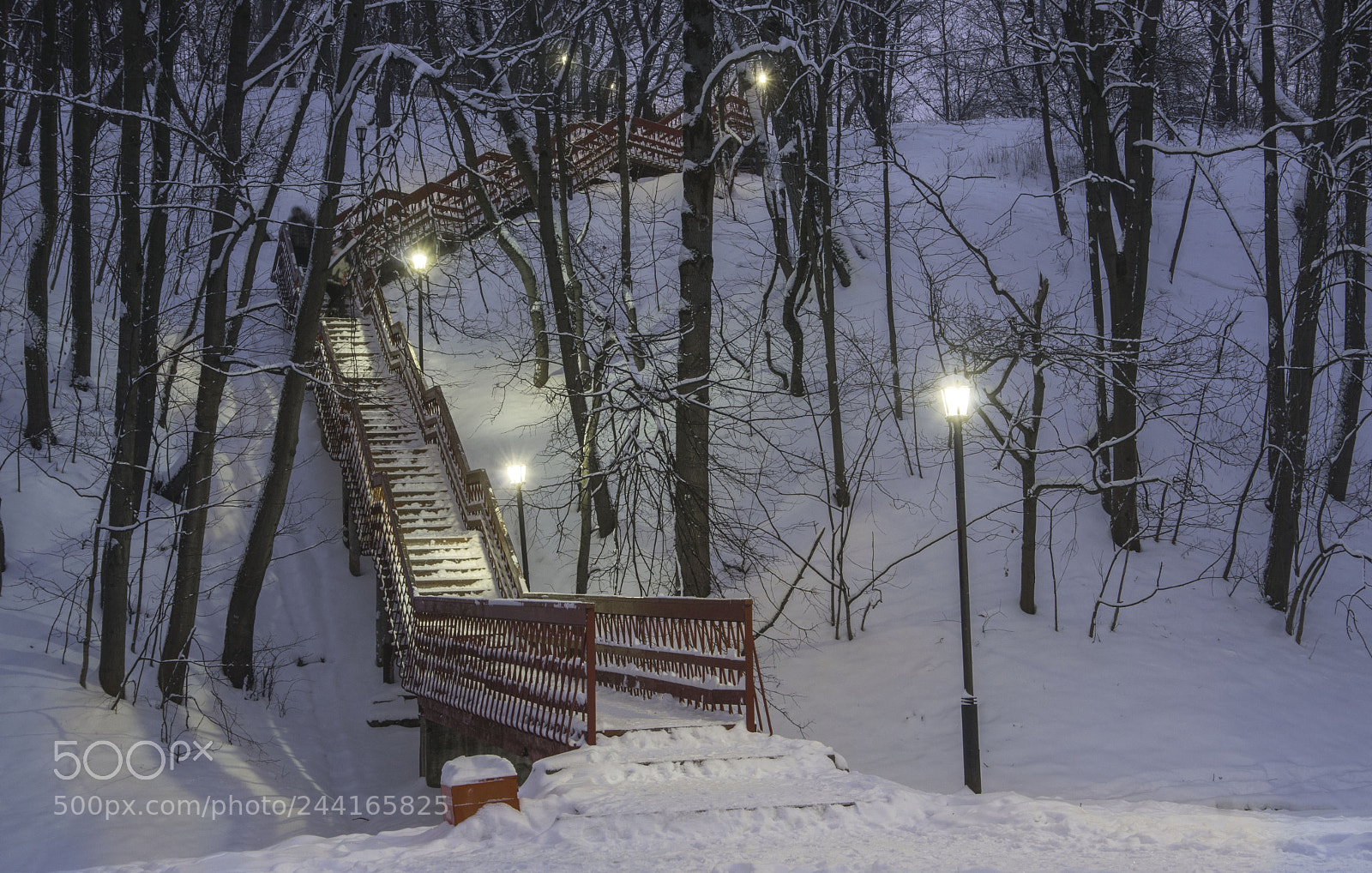 Pentax K-3 sample photo. Snowy staircase photography