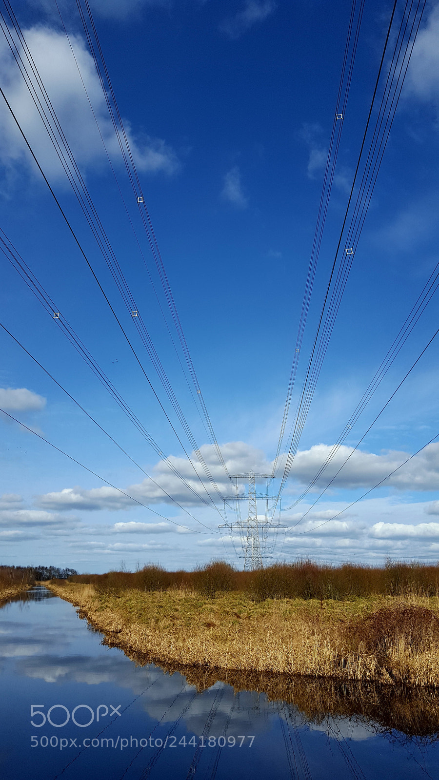 Samsung Galaxy S6 sample photo. Powerlines in the blue photography