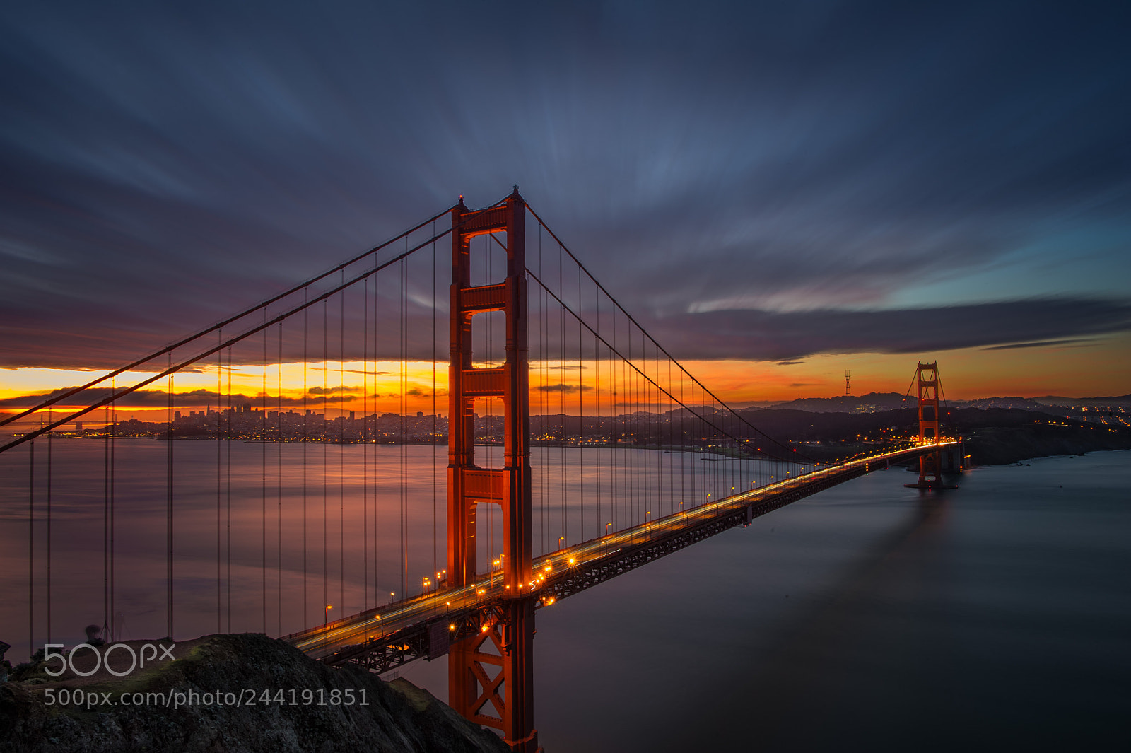 Nikon D3S sample photo. Golden gate at dawn photography