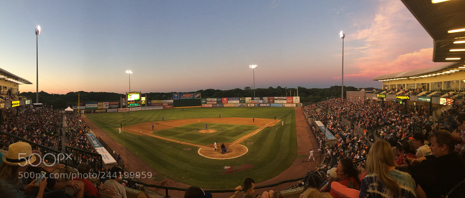 Apple iPhone 5s sample photo. Baseball staduim at sunset photography