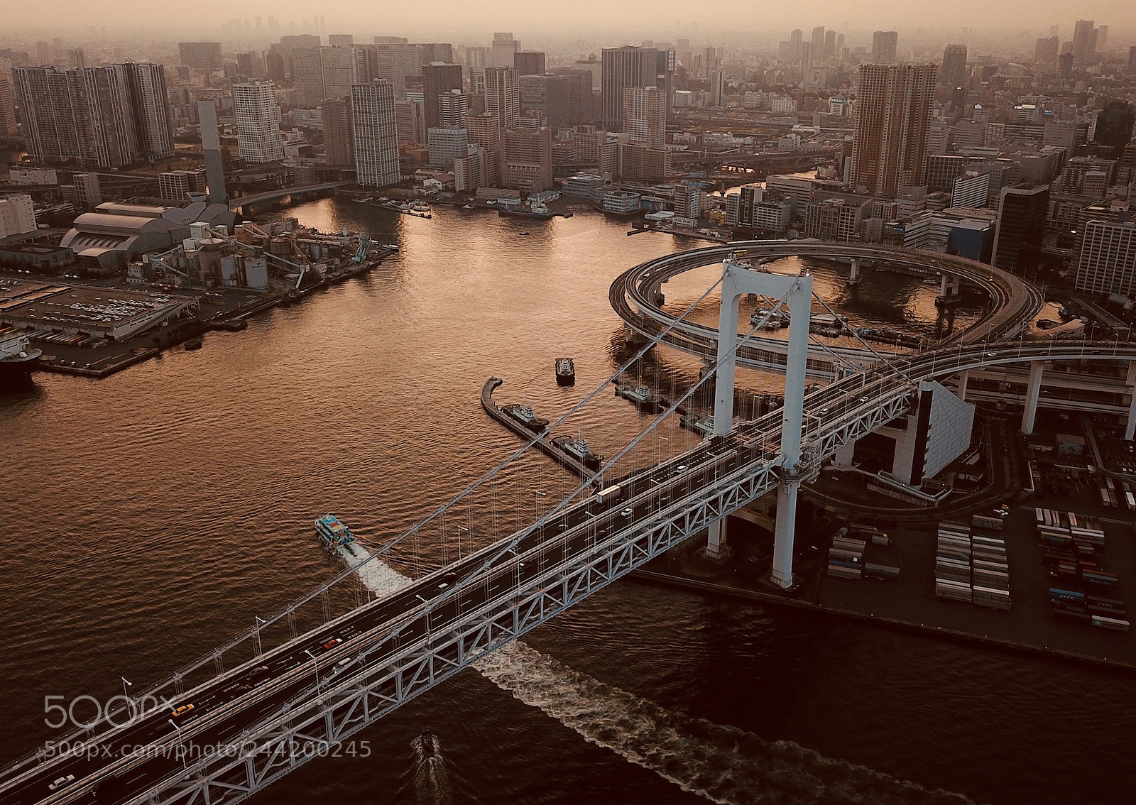 DJI FC220 sample photo. Rainbow bridge, tokyo photography