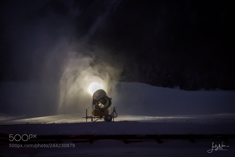 Sony SLT-A65 (SLT-A65V) sample photo. Snow cannon at night photography