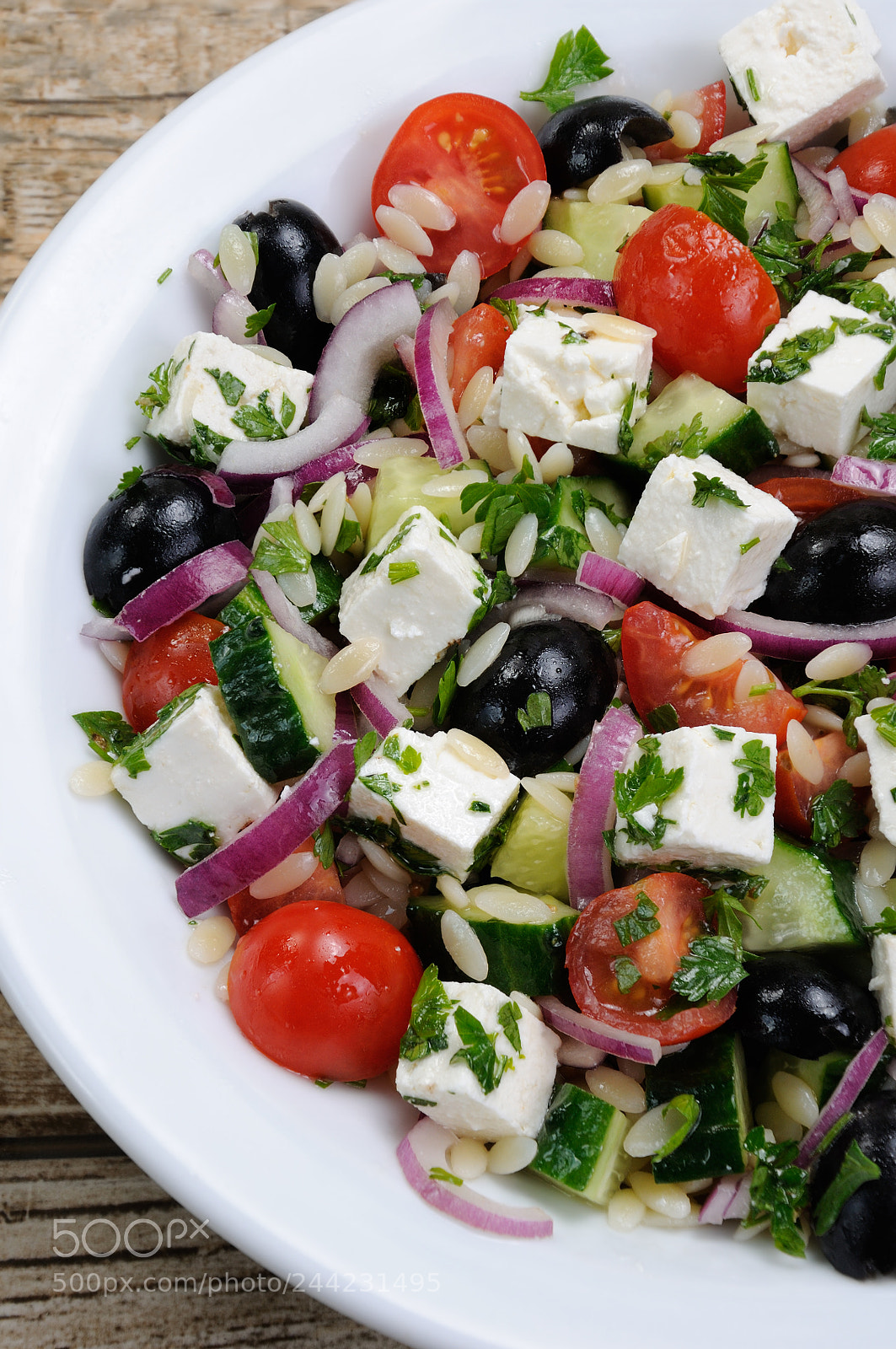 Nikon D90 sample photo. Greek salad with orzo photography