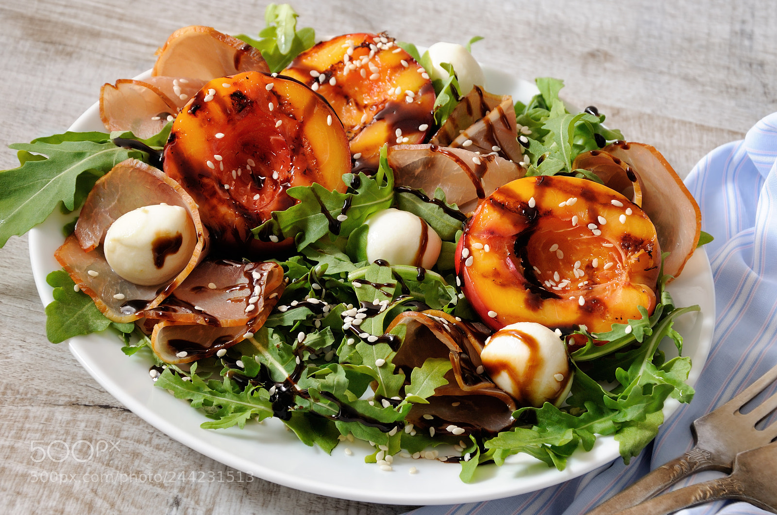 Nikon D90 sample photo. Salad of ham, nectarine photography