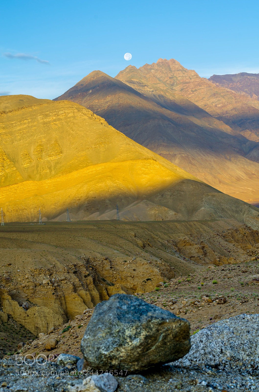 Nikon D5100 sample photo. Moon and the mountains photography