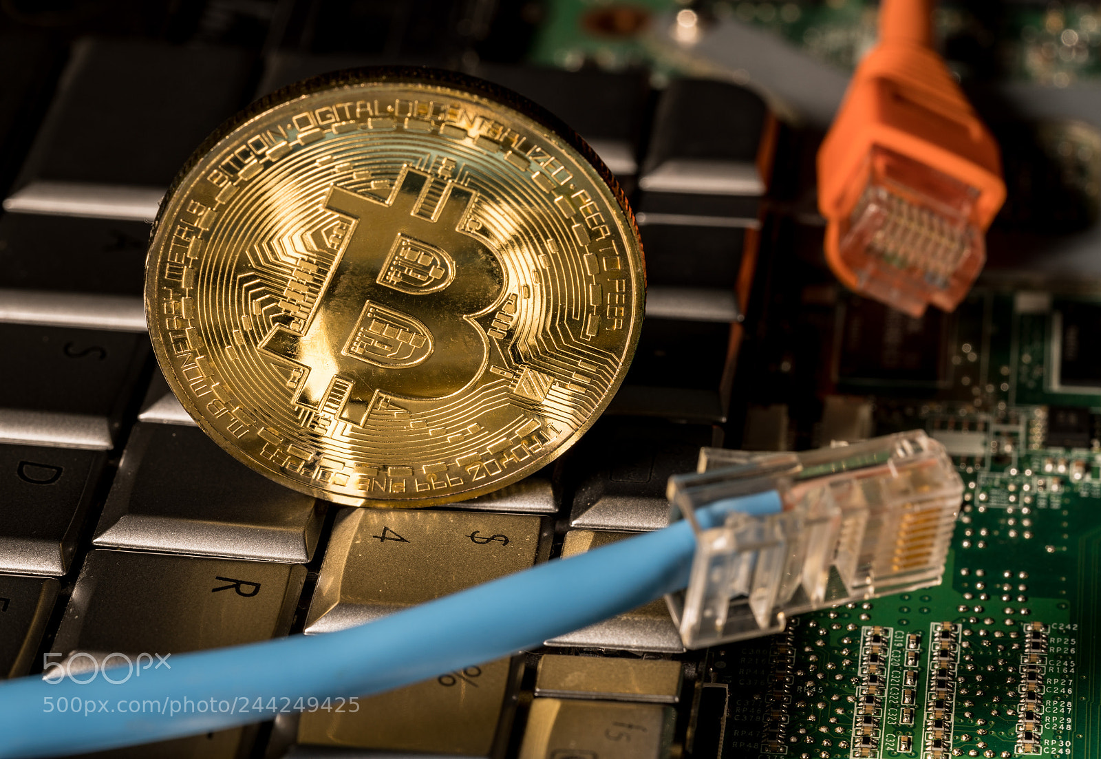 Sony a7R II sample photo. Bitcoin coin standing on photography