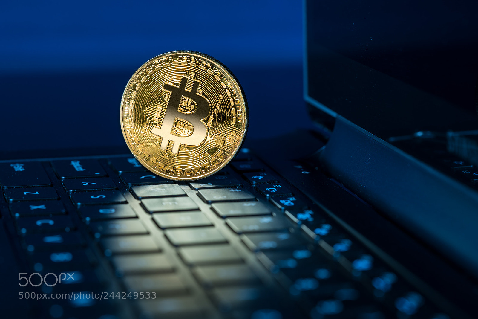 Sony a7R II sample photo. Bitcoin coin standing on photography