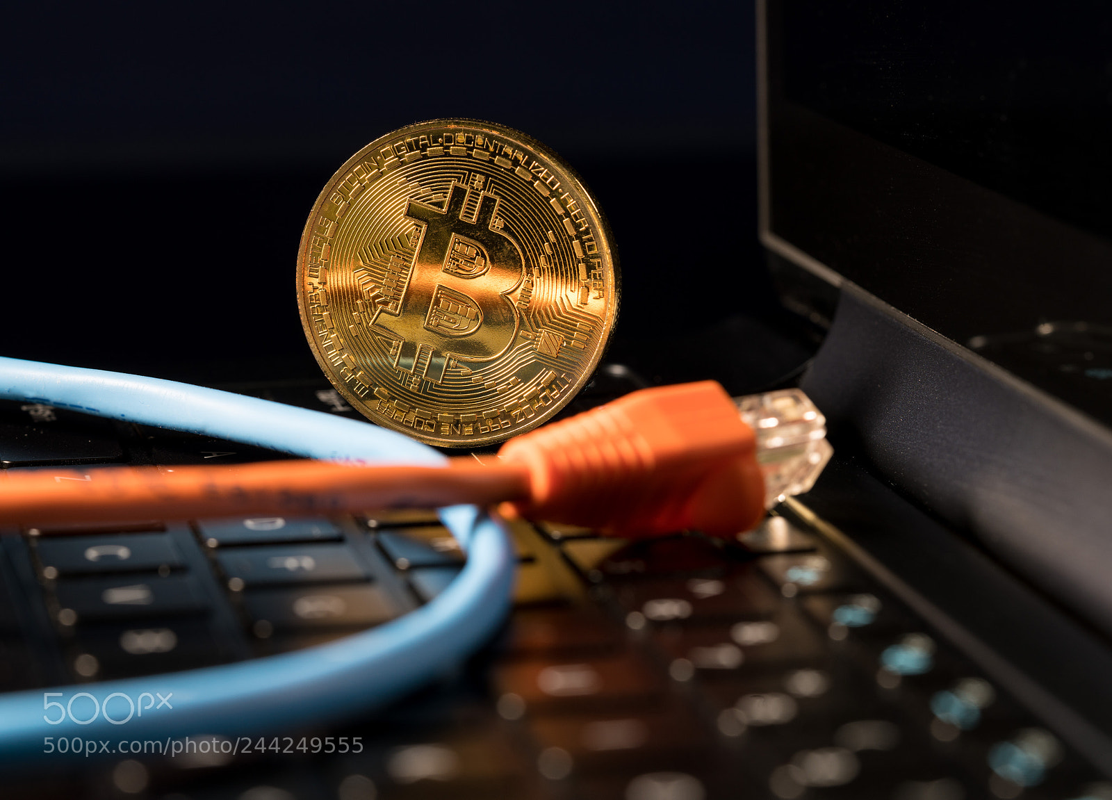 Sony a7R II sample photo. Bitcoin coin standing on photography