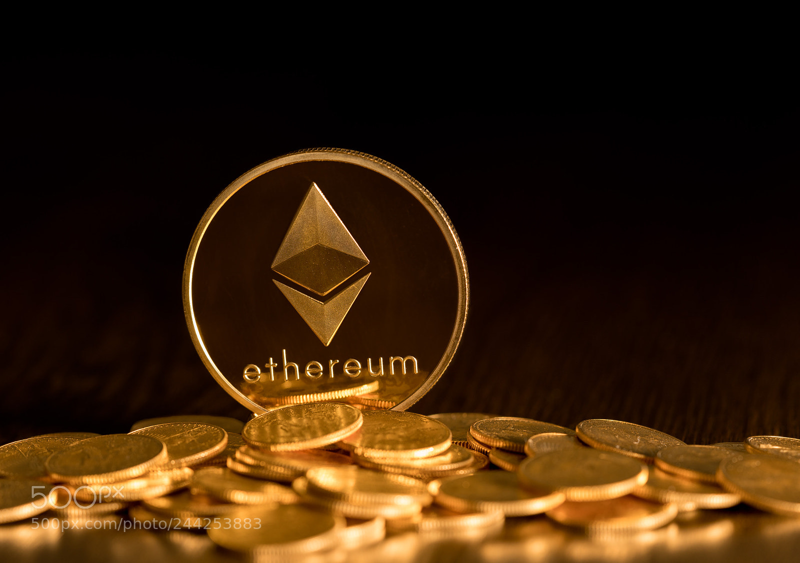 Sony a7R II sample photo. Stack of ether coins photography