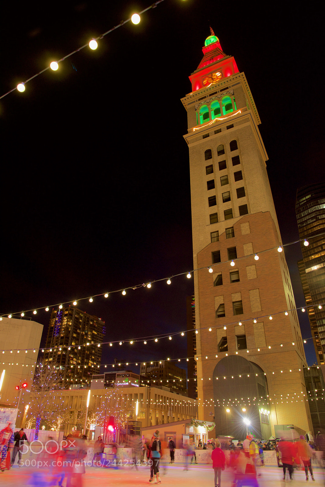 Nikon D810 sample photo. Denver ice rink skyline photography