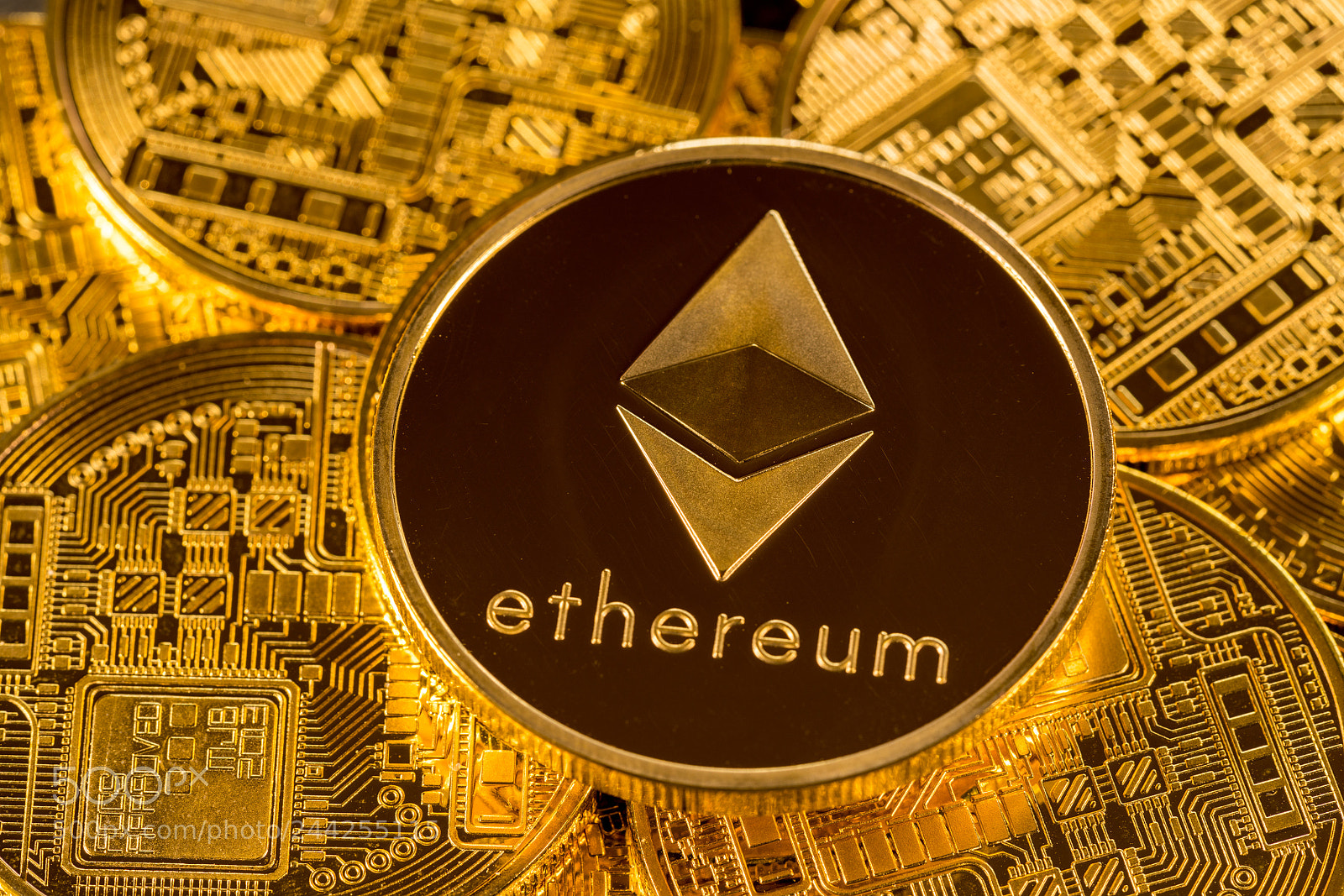 Sony a7R II sample photo. Stack of ether coins photography