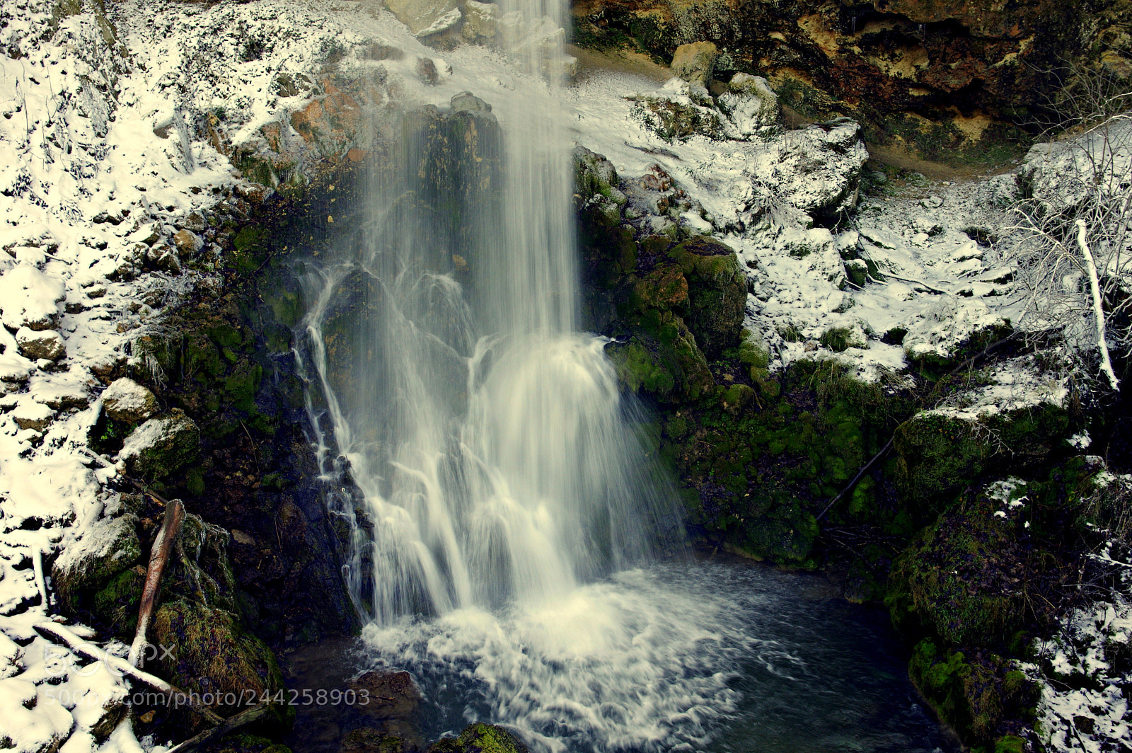 Pentax K-3 sample photo. Winter waterfall photography