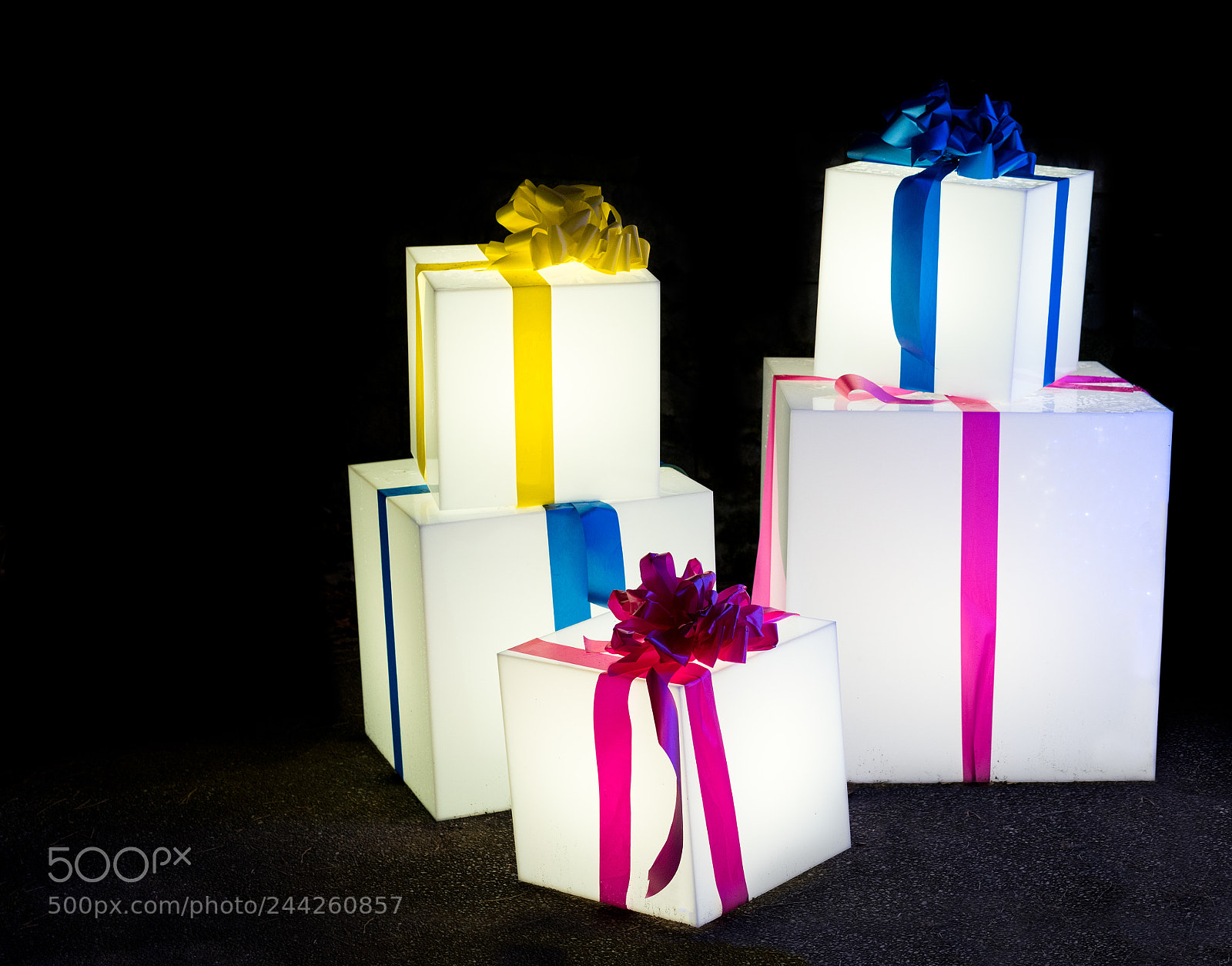 Sony a7R II sample photo. Illuminated christmas gift parcels photography