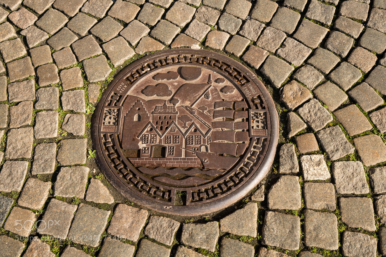 Sony a7R II sample photo. Engraved manhole cover in photography