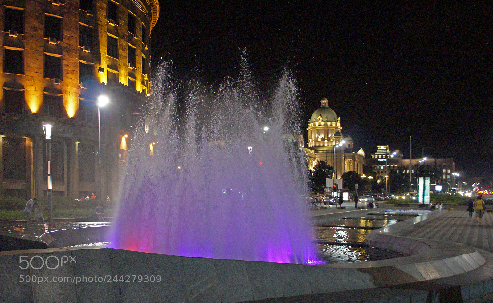 Sony Alpha a3000 sample photo. Illuminated fountain photography