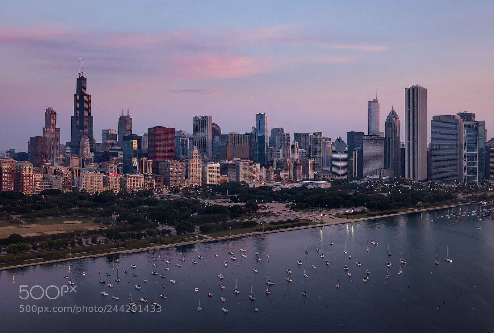 DJI FC220 sample photo. Chicago sunrise photography