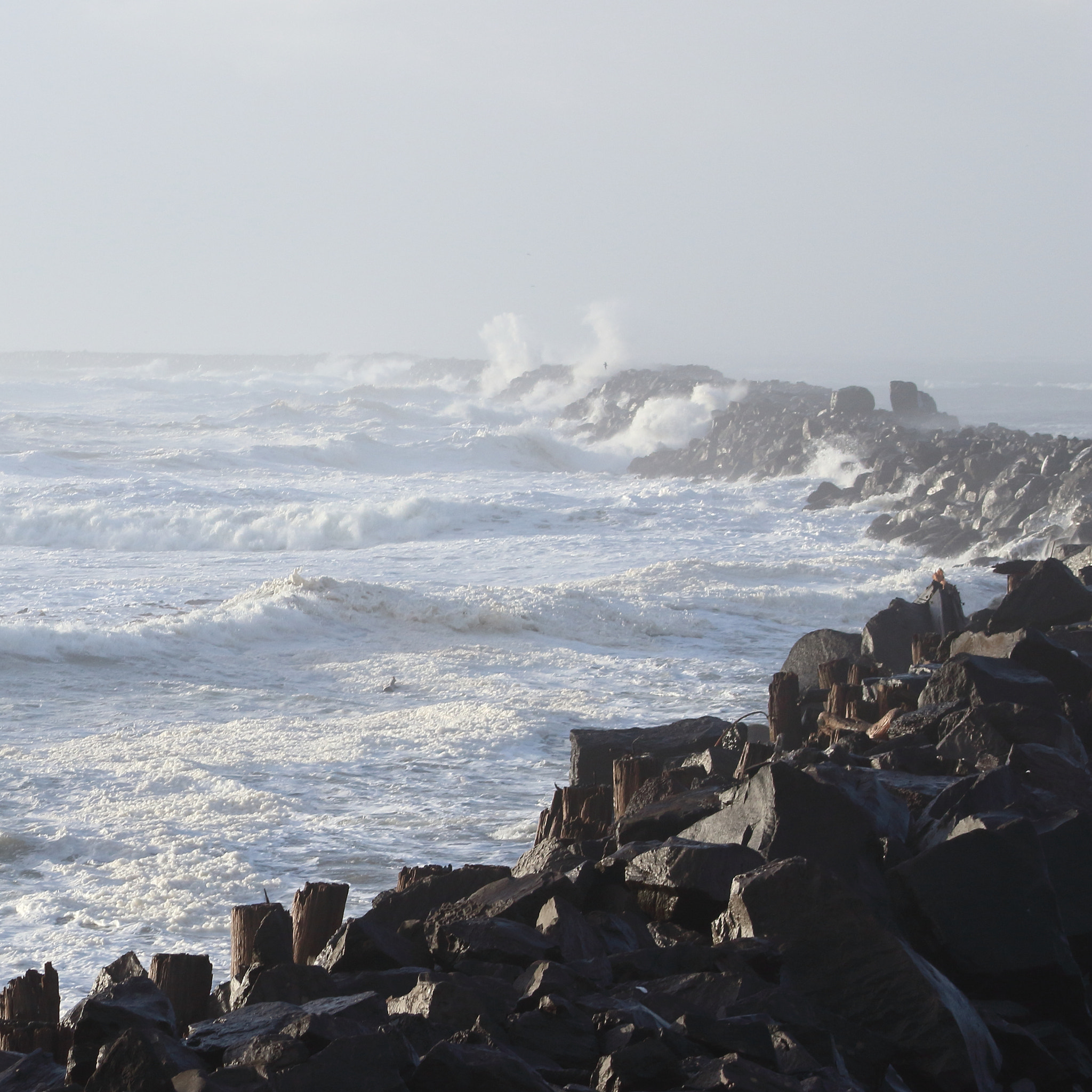 Canon EOS 100D (EOS Rebel SL1 / EOS Kiss X7) + EF75-300mm f/4-5.6 sample photo. Rough seas at the south jetty photography