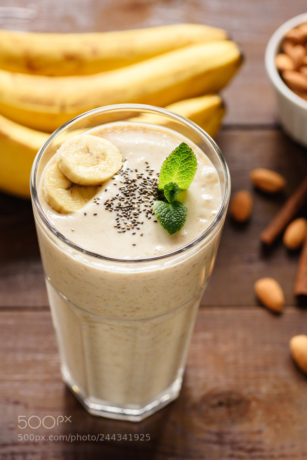 Nikon D810 sample photo. Banana smoothie with chia photography
