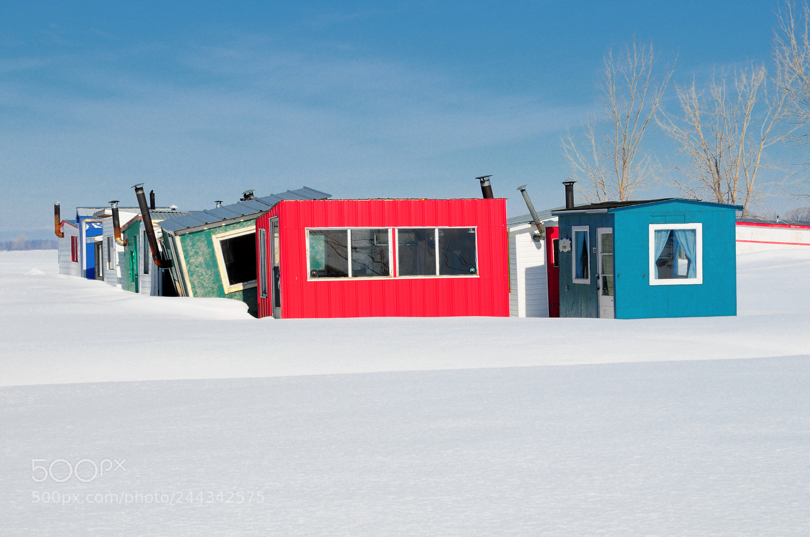 Nikon D300 sample photo. Ice fishing cabins photography