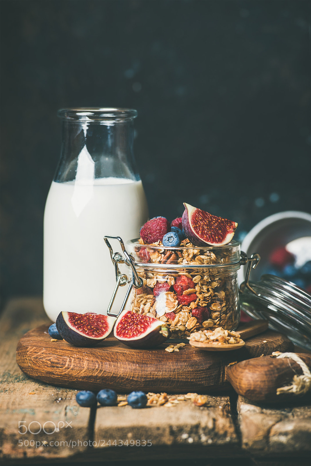 Nikon D610 sample photo. Oatmeal granola with bottled photography