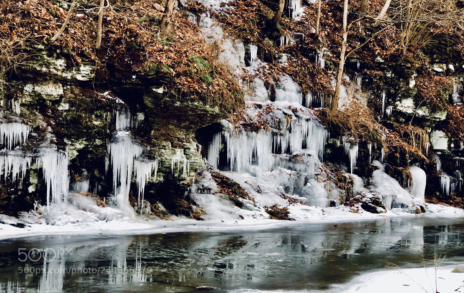Apple iPhone 8 Plus sample photo. Icicles by the creek photography