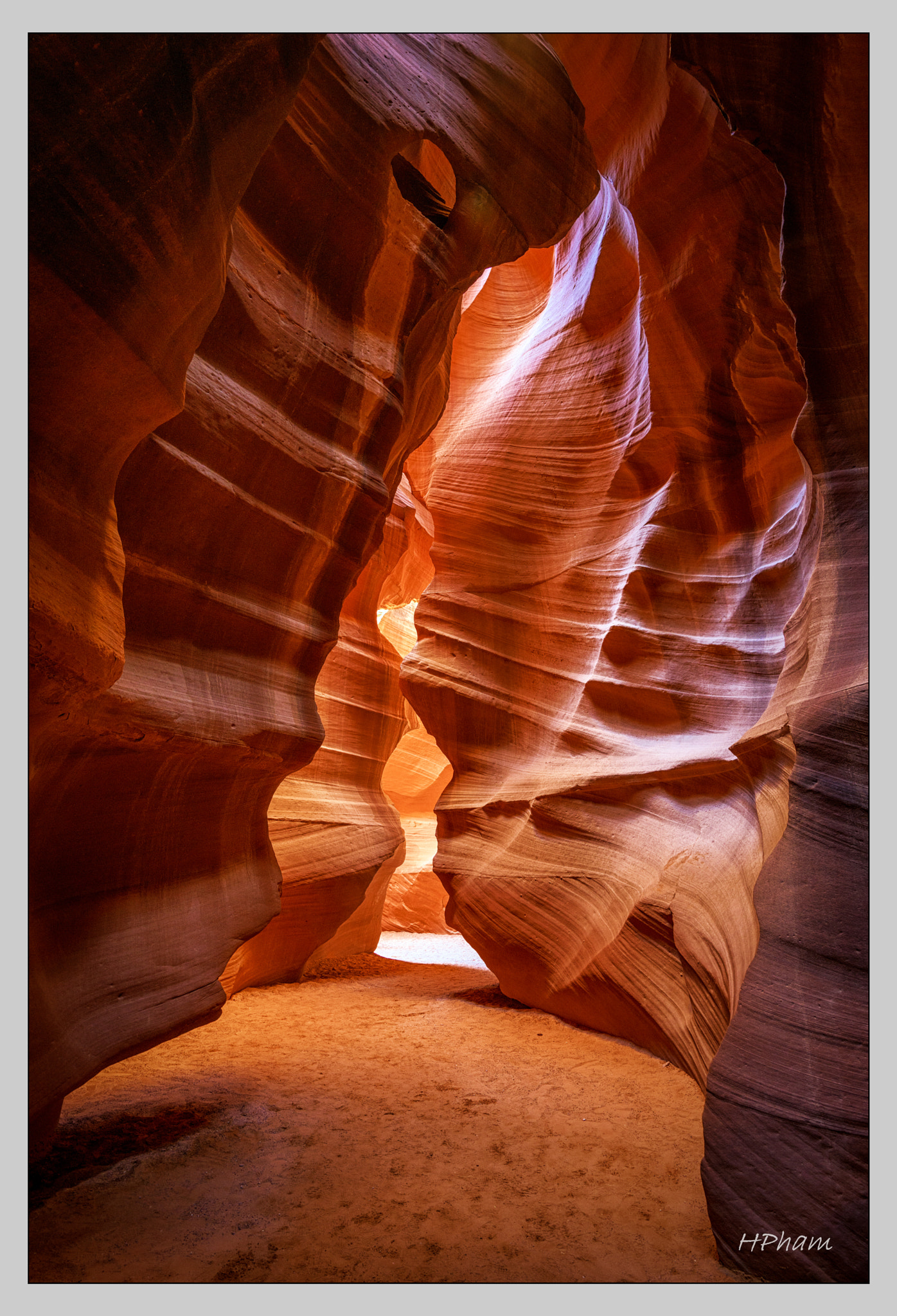 Shining light, Antelope Canyon, AZ