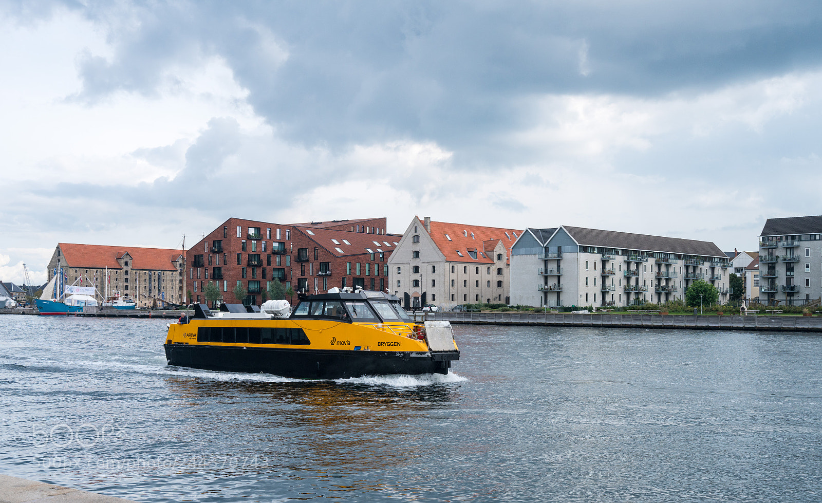 Sony a7R II sample photo. Movia bryggen harbor bus photography