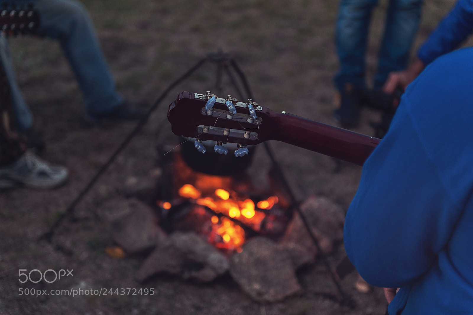 Nikon D700 sample photo. Guitar near the campfire photography