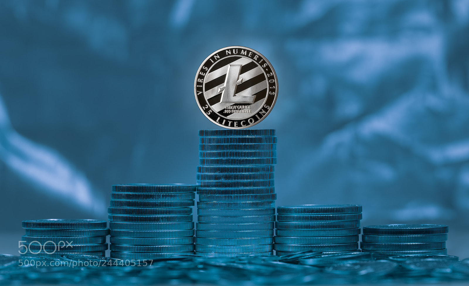Sony a7R II sample photo. Litecoin coin against background photography