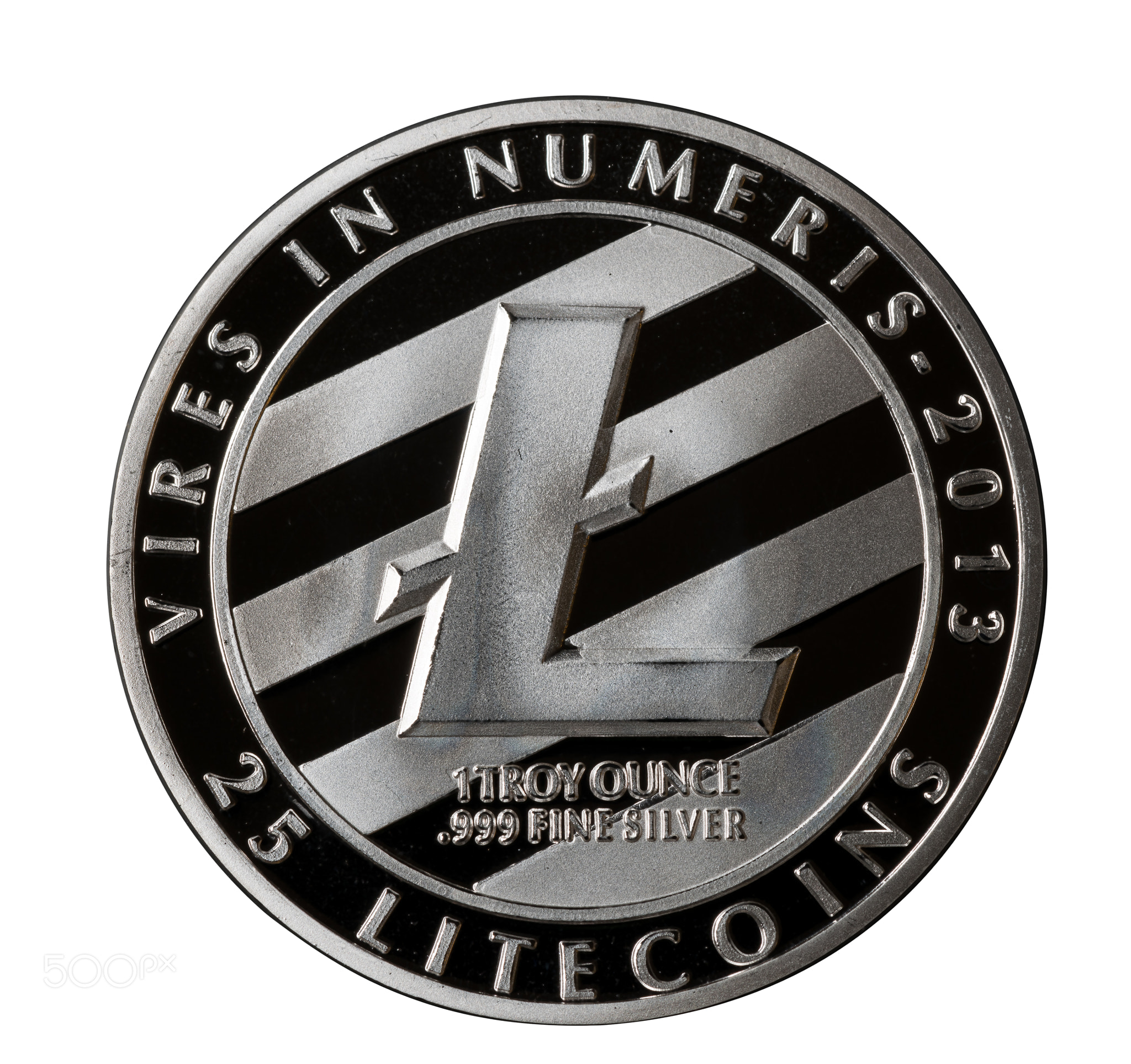 Single silver Litecoin which is a form of cyber currency