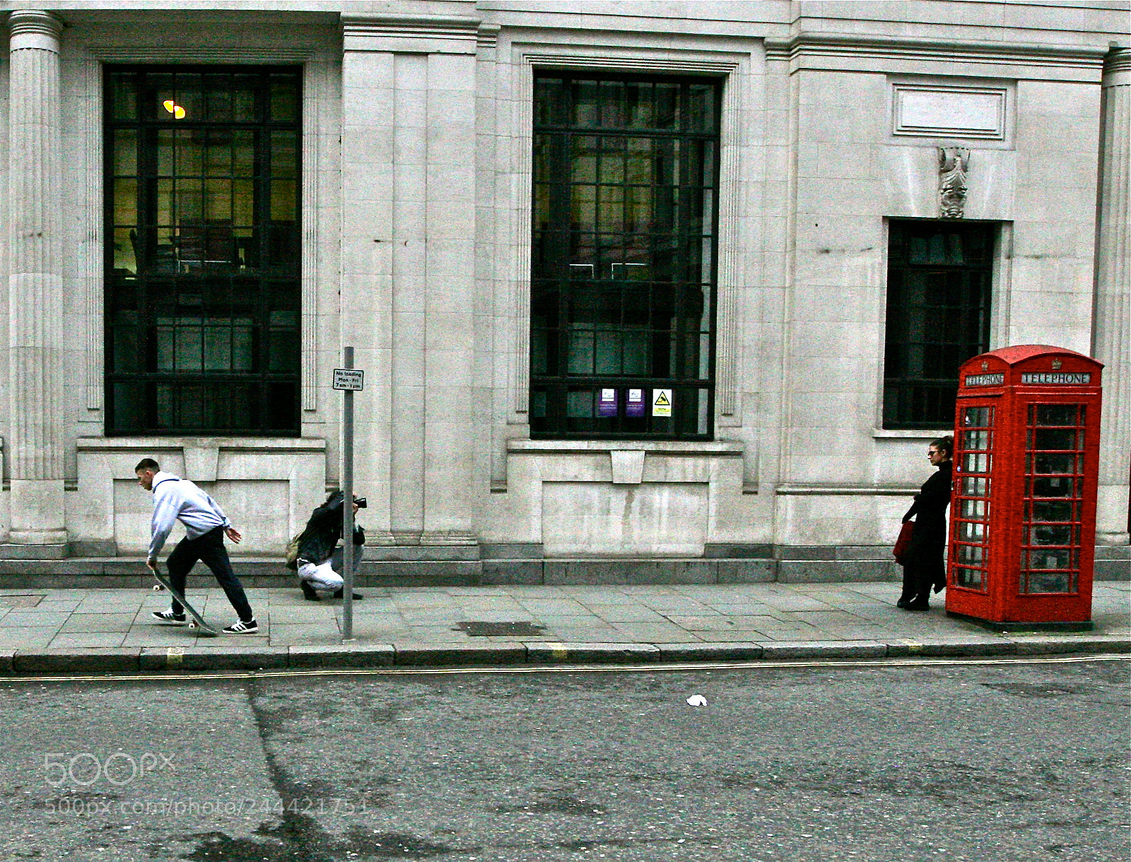Canon EOS 30D sample photo. Phone box and skateboarder photography