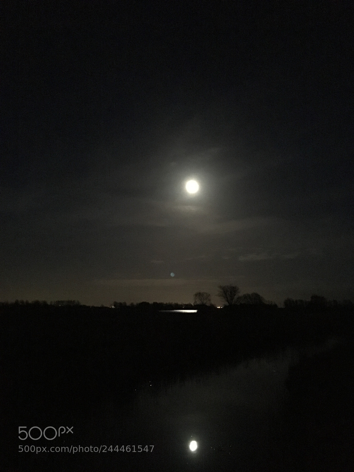 Apple iPhone SE sample photo. Almost fullmoon. reflection in photography