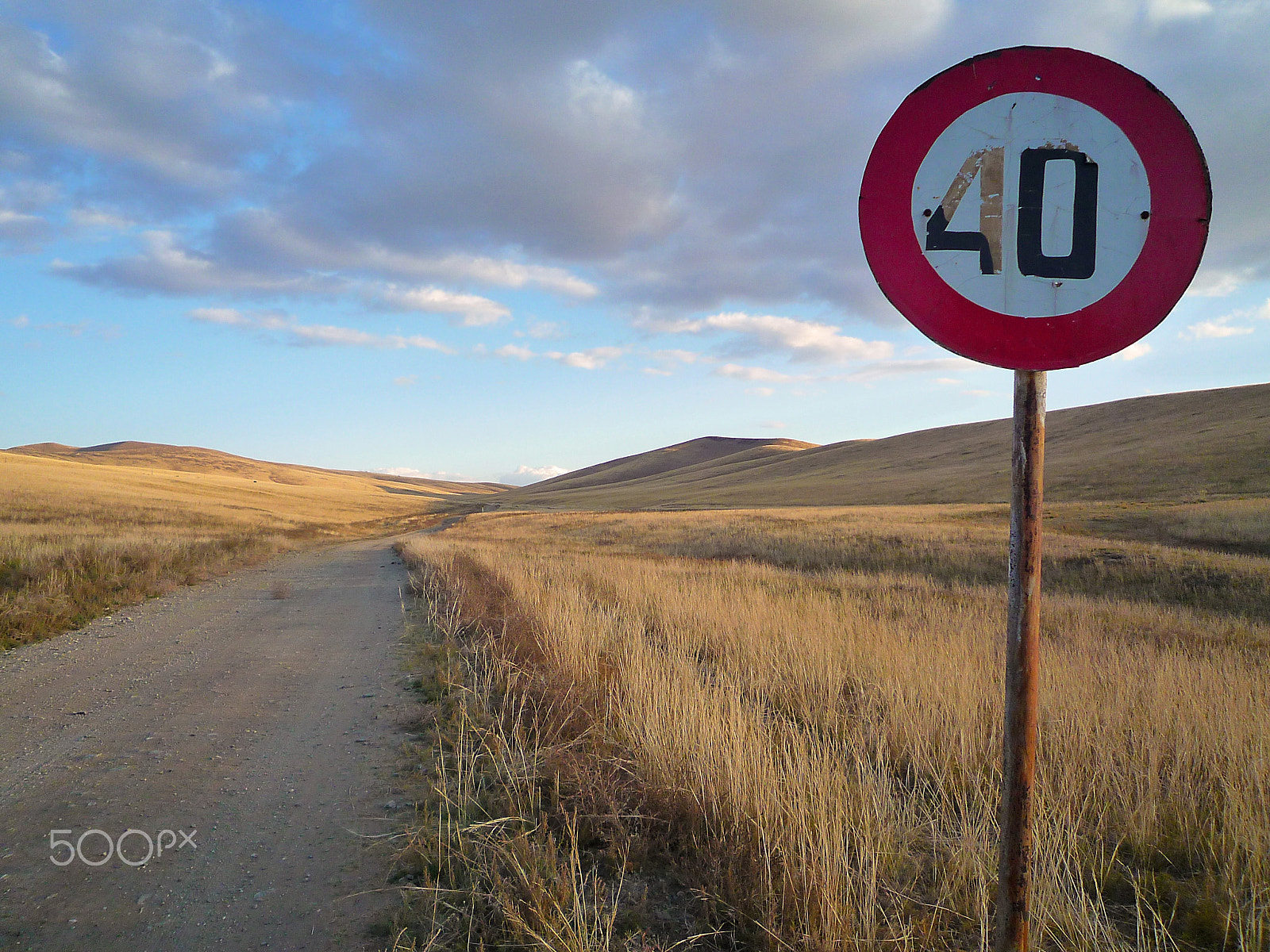 Panasonic DMC-FX36 sample photo. Speed limit on a mongolian dirt road photography
