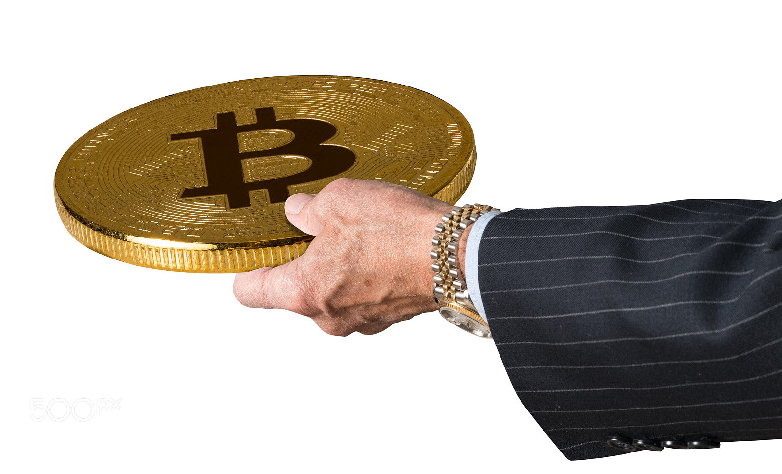Sony a7R II sample photo. Businessman hand offering bitcoin photography