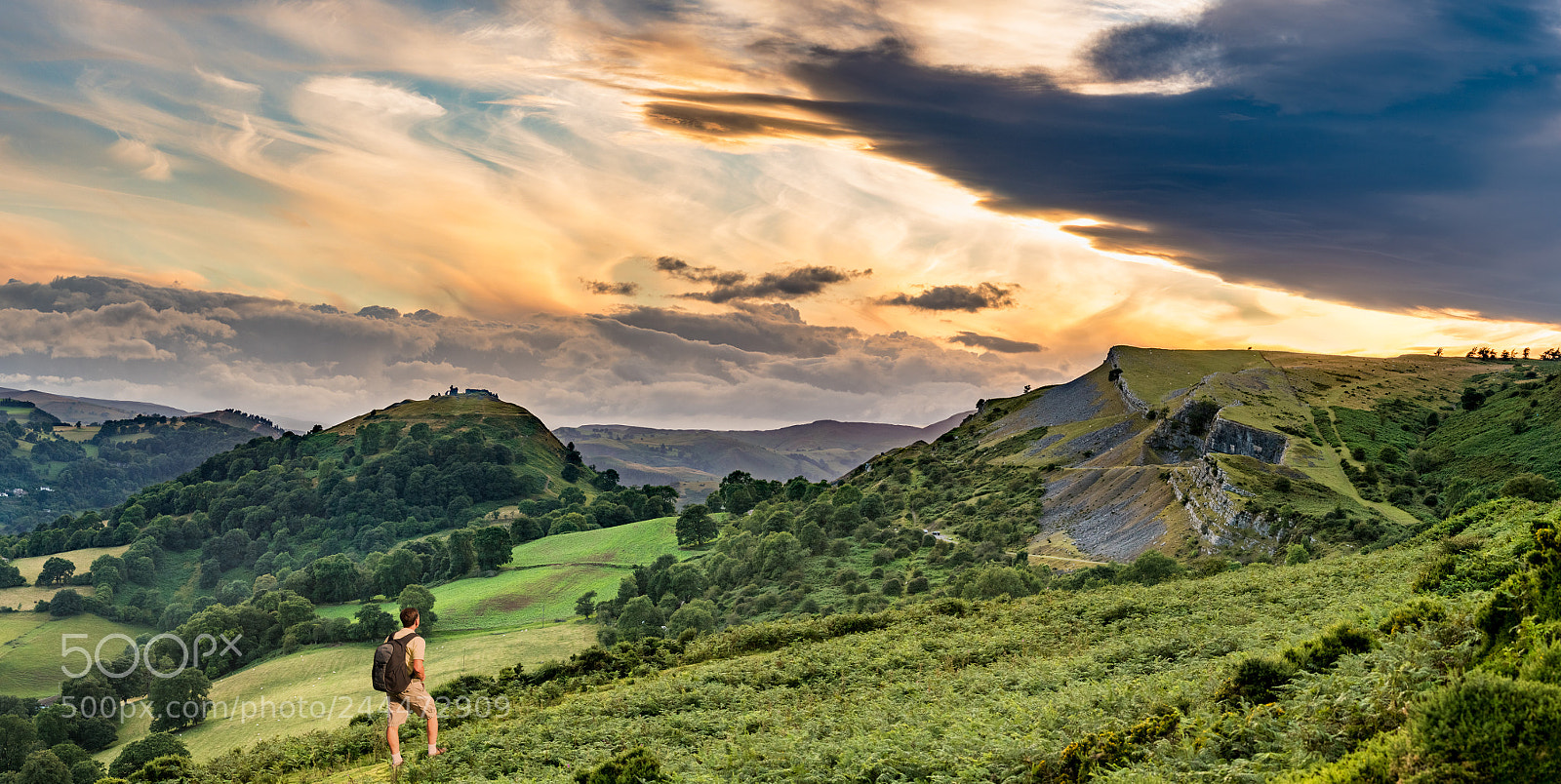 Sony a7R II sample photo. Hiker and sunset over photography