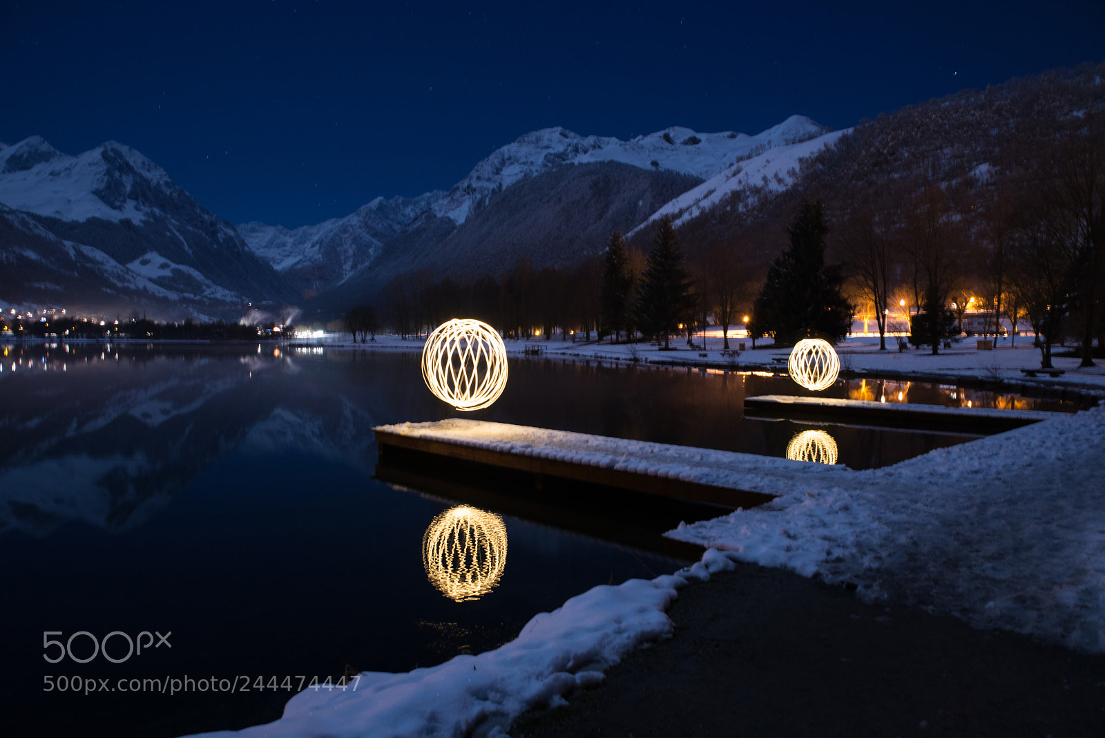 Nikon D610 sample photo. Reflection lake with lightpaiting photography