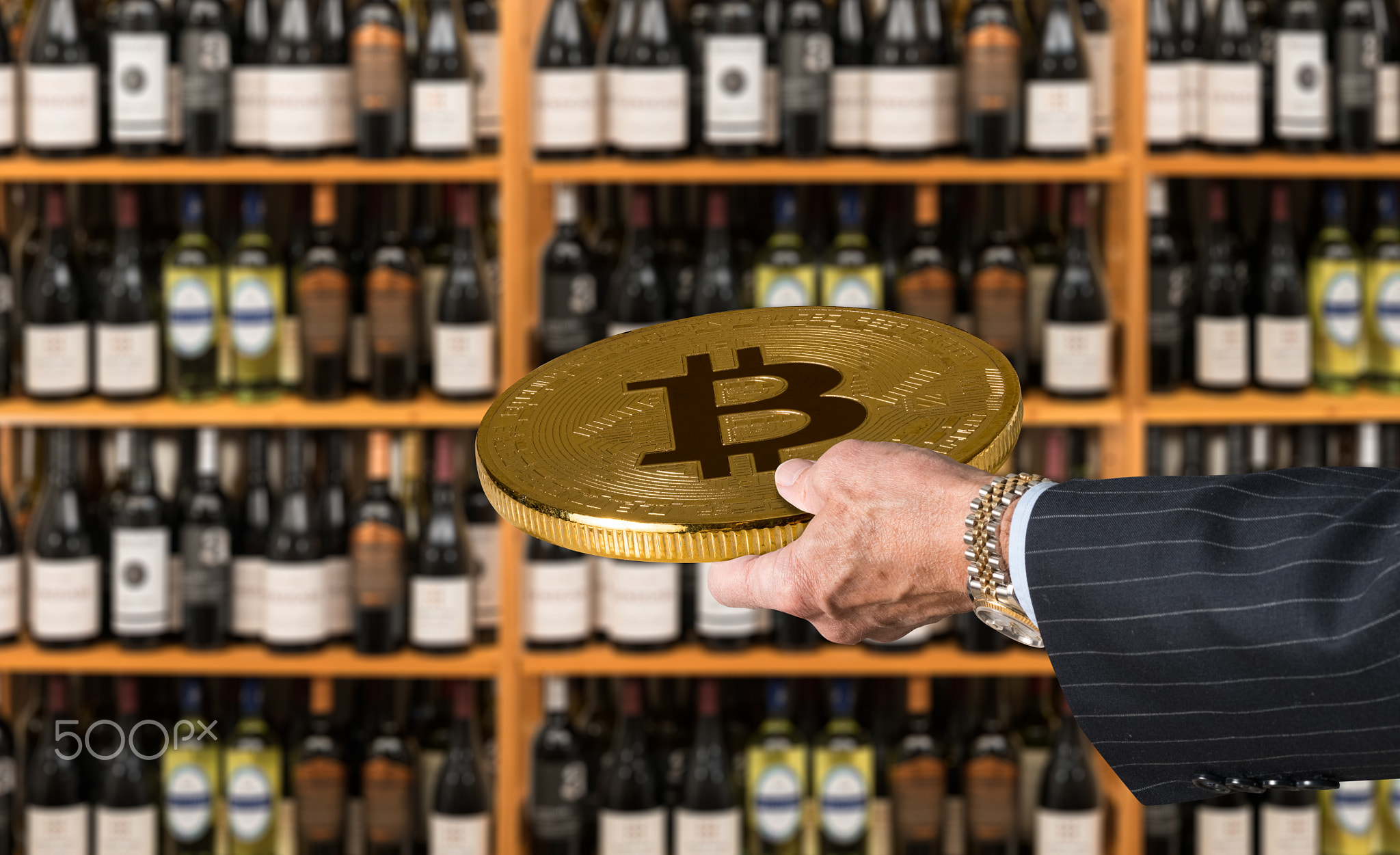 Offering bitcoin for bottles of wine in store