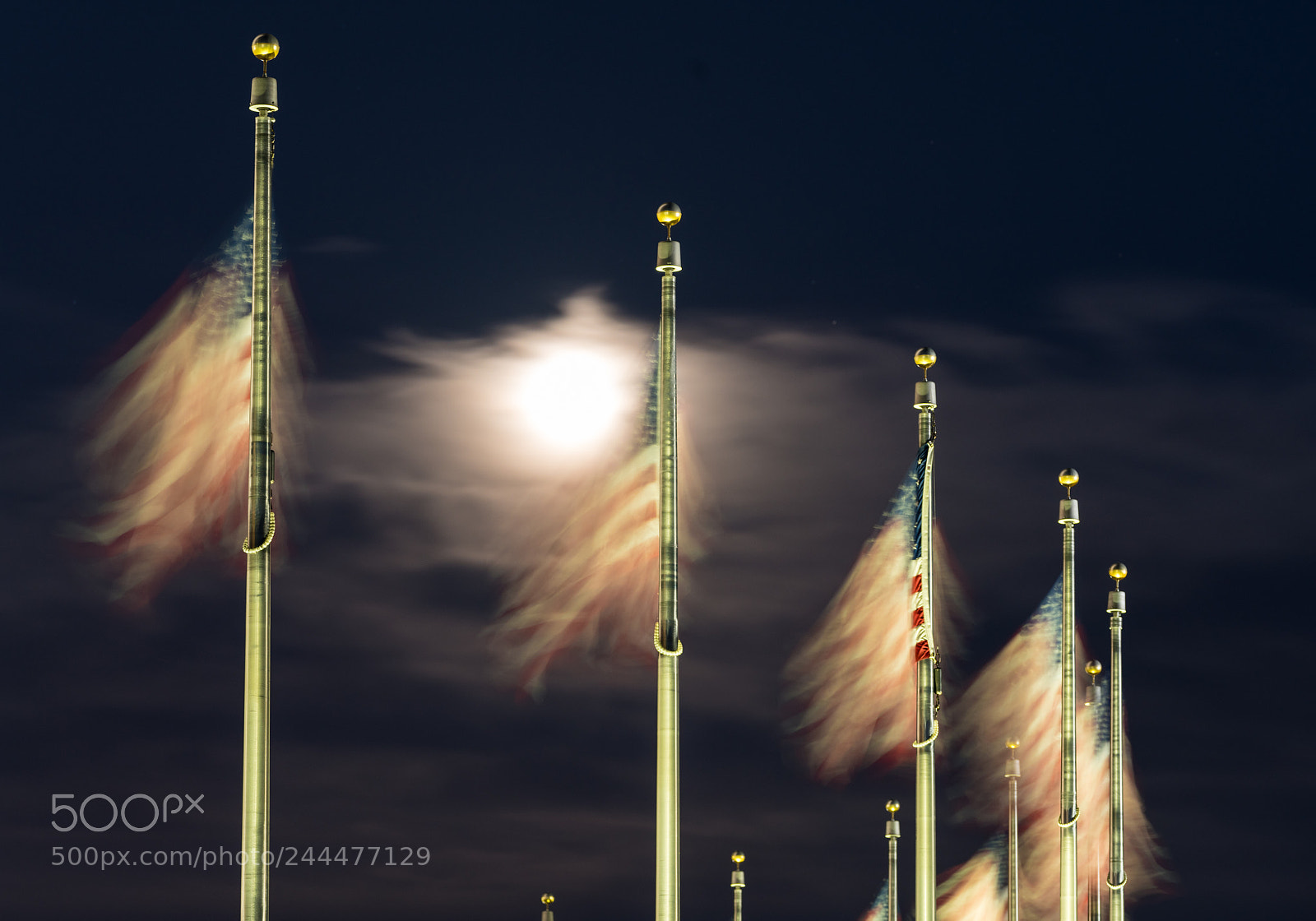 Sony a7R II sample photo. Floodlit view of flags photography
