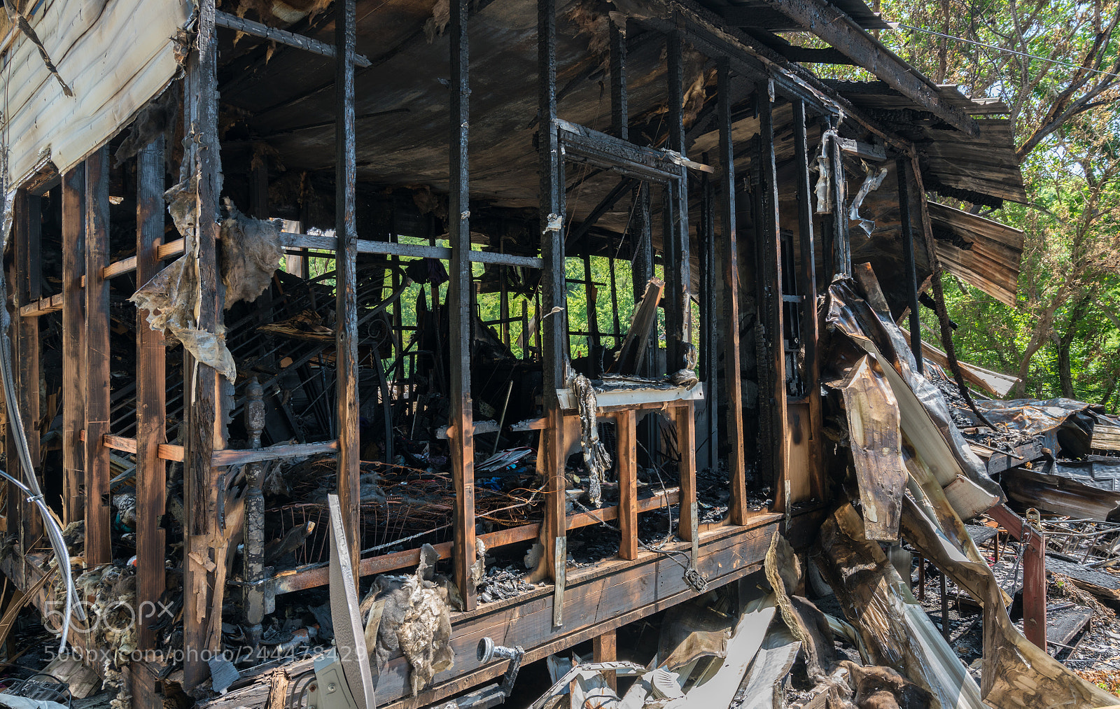 Sony a7R II sample photo. Burned ruins of wooden photography