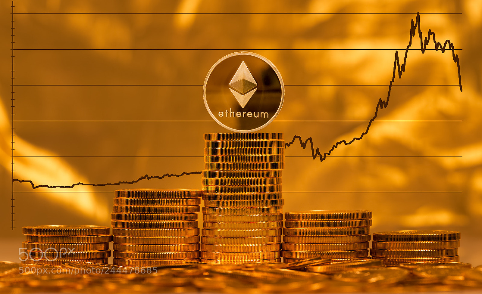 Sony a7R II sample photo. Ethereum coin against background photography