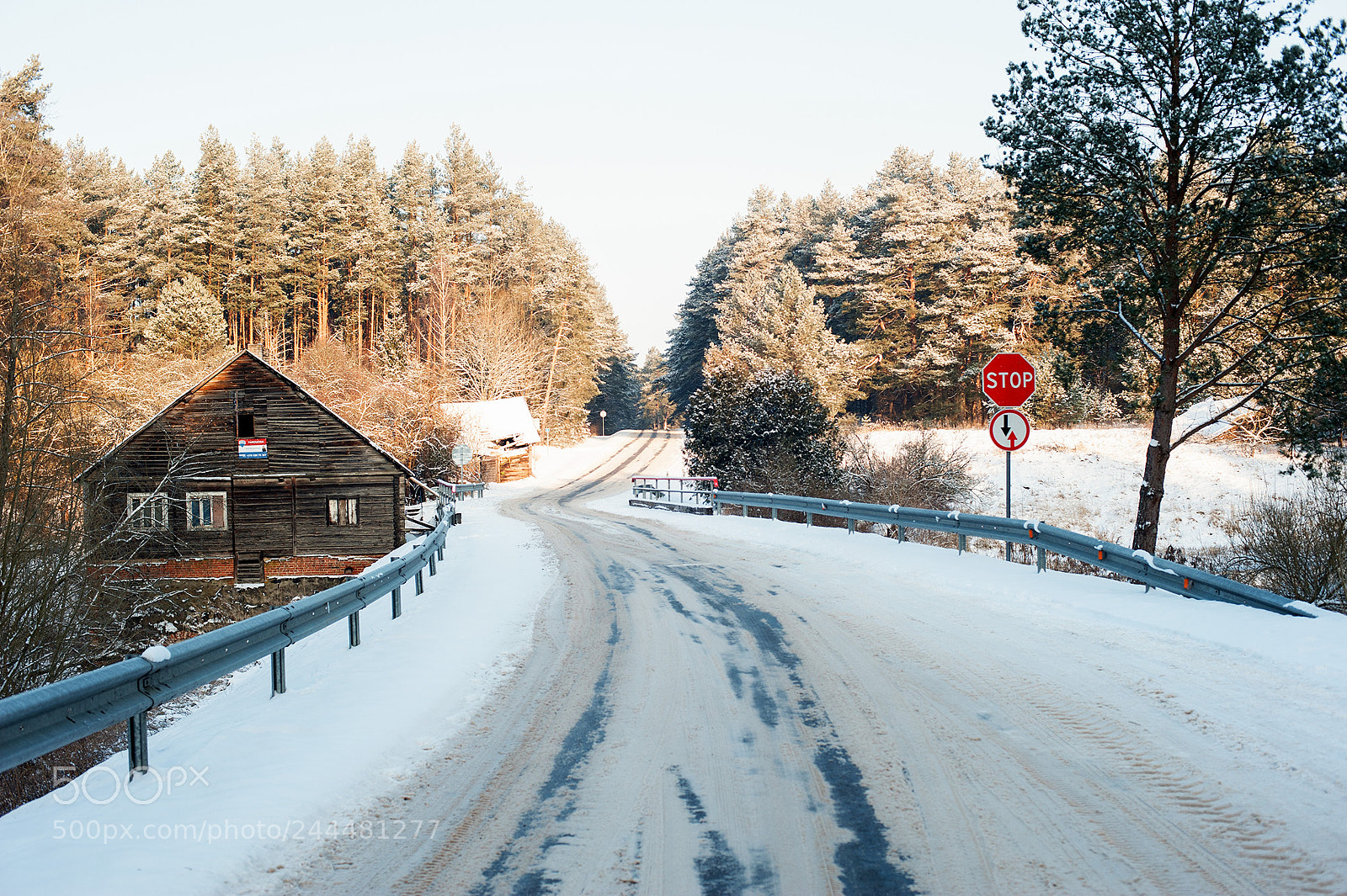 Nikon D3 sample photo. Winter road photography