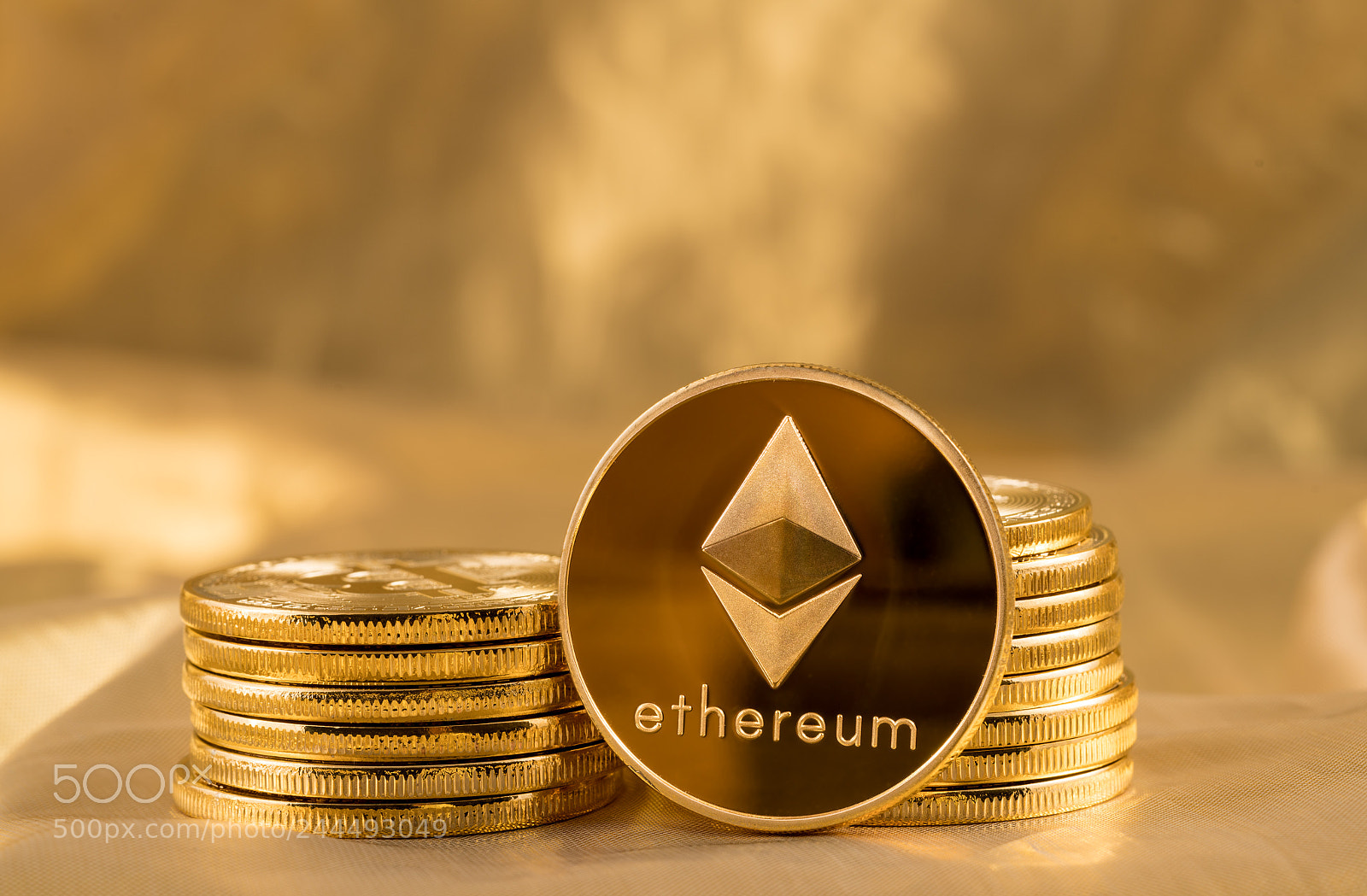 Sony a7R II sample photo. Stack of ethereum coins photography