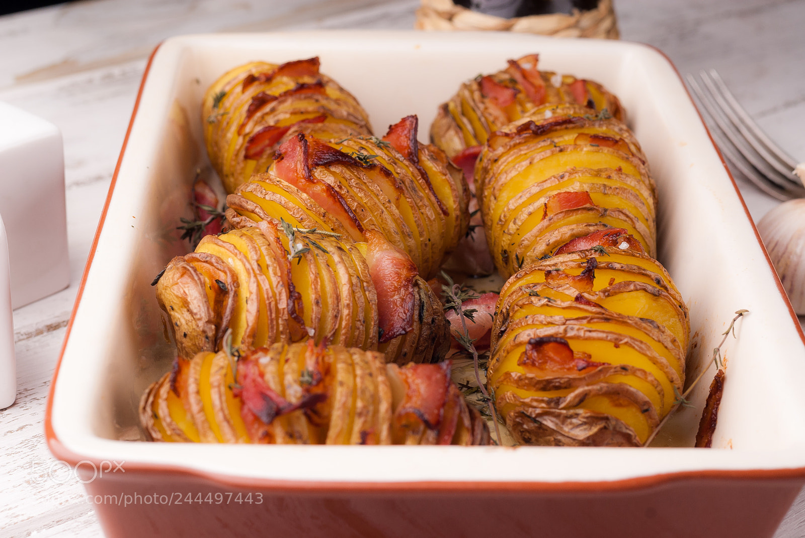 Nikon D200 sample photo. Baked potatoes with bacon photography