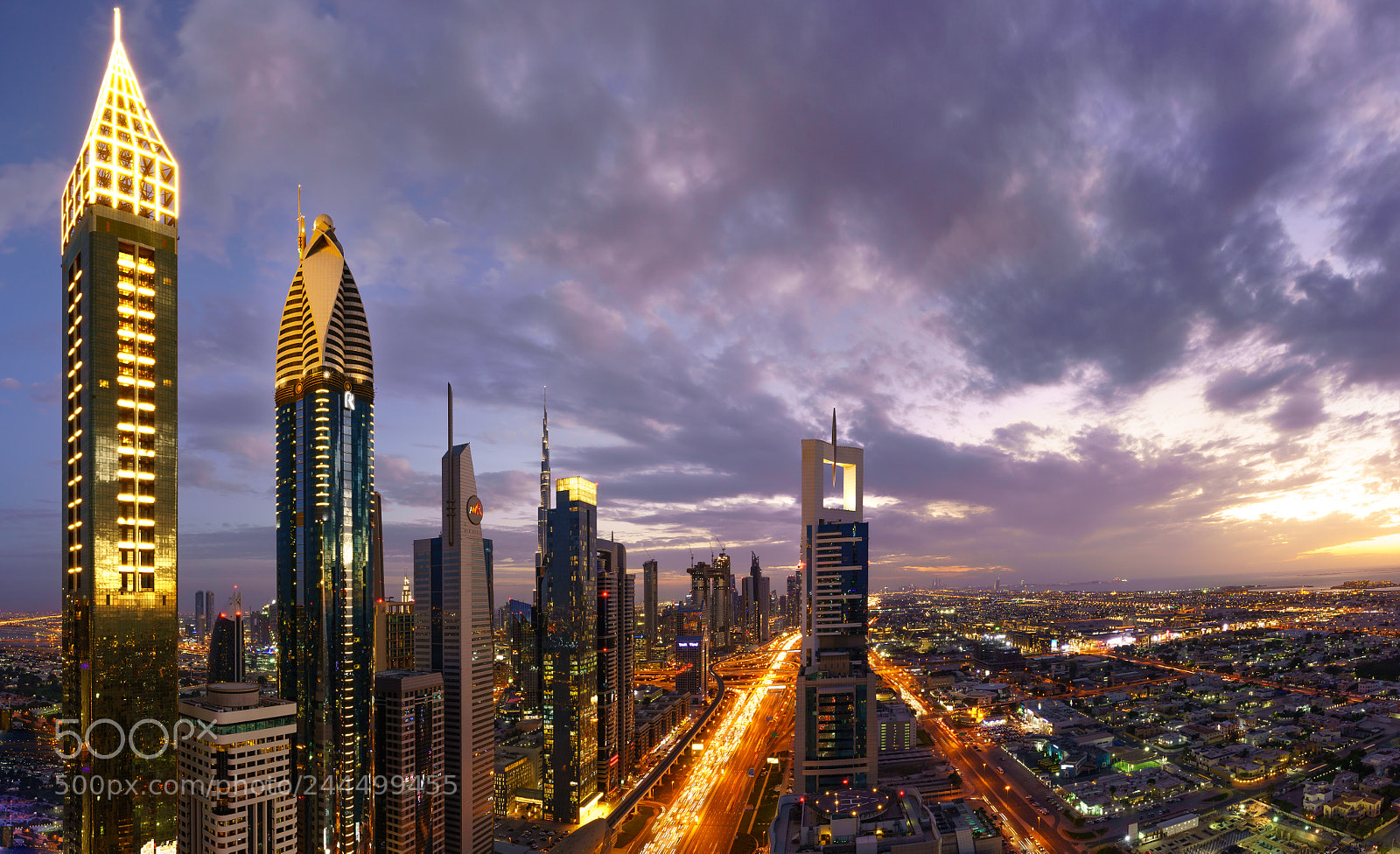 Sony a7R III sample photo. Dubai skyline at sunset photography