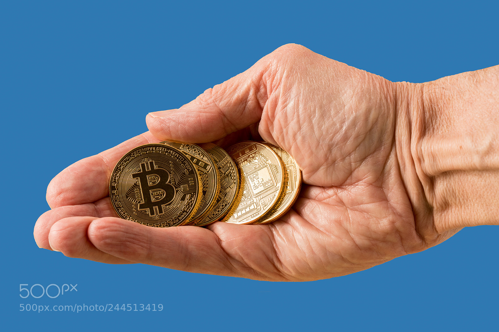 Sony a7R II sample photo. Stack of bitcoins with photography