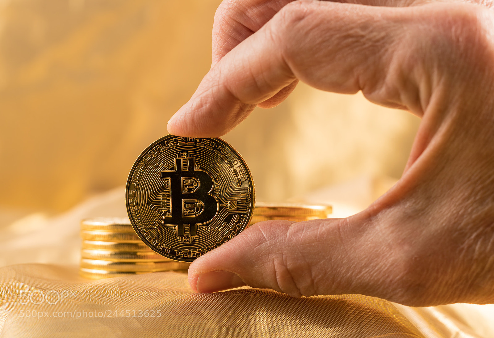 Sony a7R II sample photo. Stack of bitcoins with photography