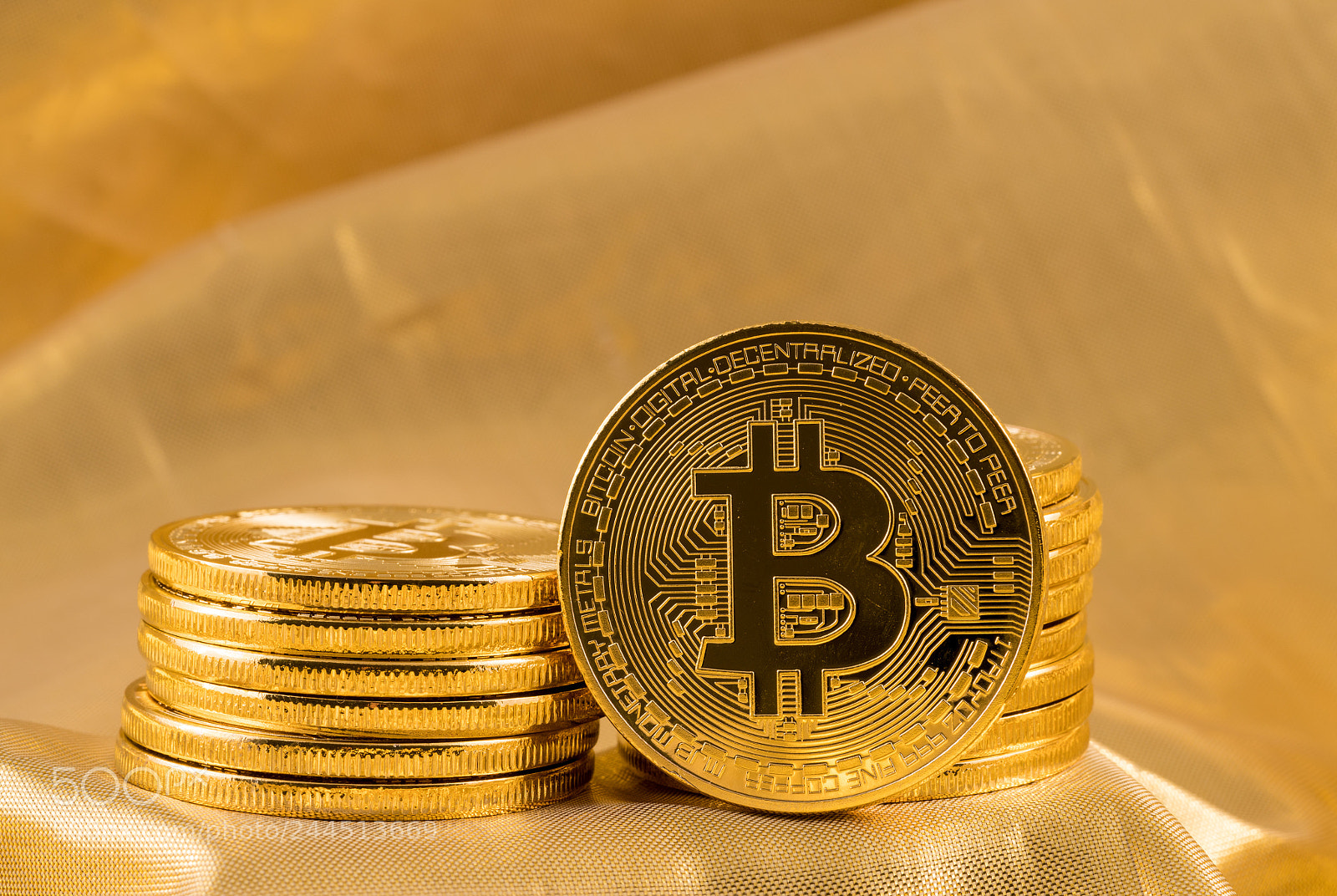 Sony a7R II sample photo. Stack of bitcoins with photography