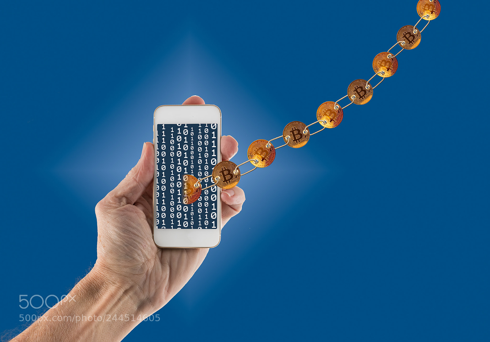 Sony a7R II sample photo. Linked bitcoins leaving handheld photography