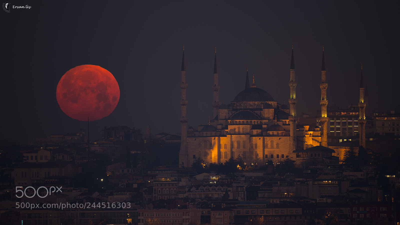 Canon EOS-1D X Mark II sample photo. Moonset over sultanahmet mosque photography