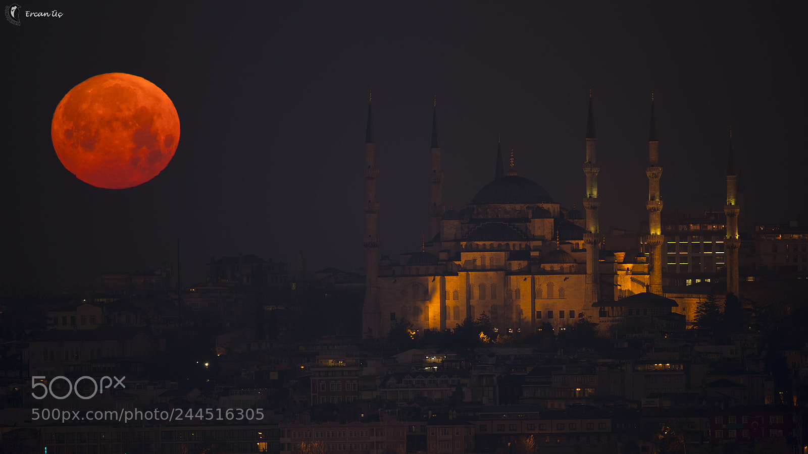Canon EOS-1D X Mark II sample photo. Moonset over sultanahmet mosque photography